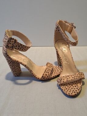 Women Qupid Block Heel Leopard Print Sandals Heel Womens Shoes Size 11